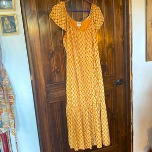 Knox Rose dress Women's XL Maxi dress pumpkin yellow western boho abstract EUC